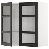 METOD - Wall cabinet w shelves/2 glass drs, white/Lerhyttan black stained, 80x80 cm - best price from Maltashopper.com 29456136