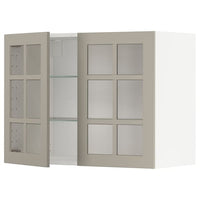 METOD - Wall cabinet w shelves/2 glass drs, white/Stensund beige, 80x60 cm - best price from Maltashopper.com 69462183