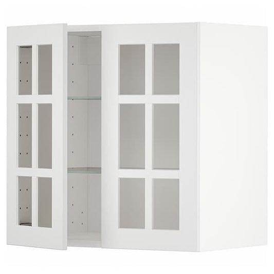 Ikea METOD - Wall cabinet w shelves/2 glass drs, white/Stensund white, 60x60 cm