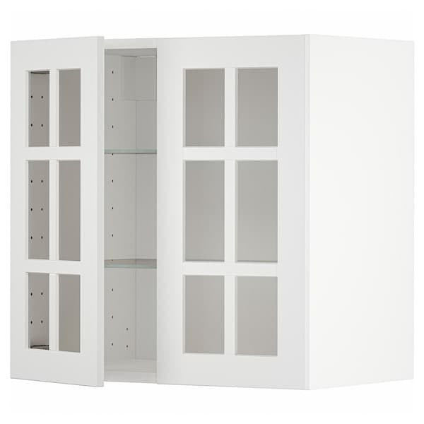 Ikea METOD - Wall cabinet w shelves/2 glass drs, white/Stensund white, 60x60 cm