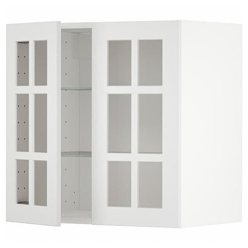 METOD - Wall cabinet w shelves/2 glass drs, white/Stensund white, 60x60 cm