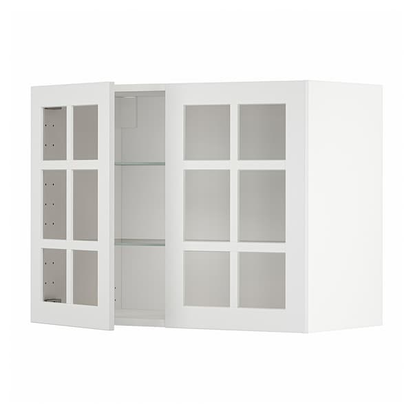 METOD - Wall cabinet w shelves/2 glass drs, white/Stensund white, 80x60 cm - best price from Maltashopper.com 19465527