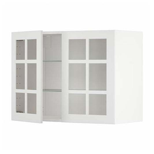 Ikea METOD - Wall cabinet w shelves/2 glass drs, white/Stensund white, 80x60 cm