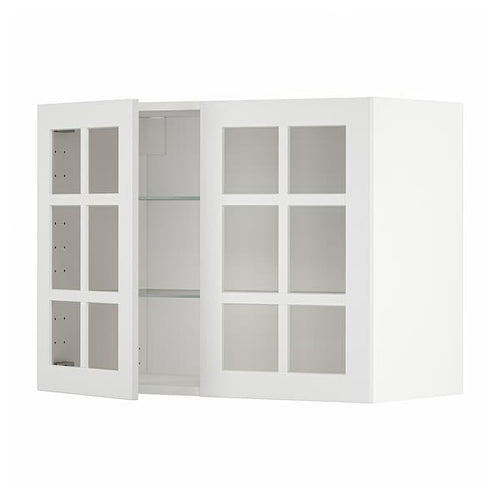 METOD - Wall cabinet w shelves/2 glass drs, white/Stensund white, 80x60 cm