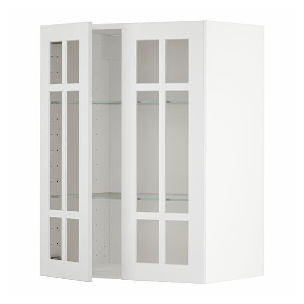METOD - Wall cabinet w shelves/2 glass drs, white/Stensund white, 60x80 cm - best price from Maltashopper.com 09460790