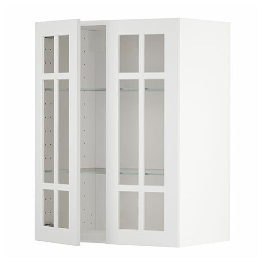 METOD - Wall cabinet w shelves/2 glass drs, white/Stensund white, 60x80 cm - best price from Maltashopper.com 09460790