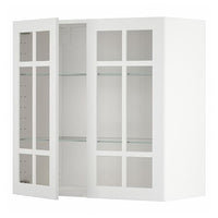 METOD - Wall cabinet w shelves/2 glass drs, white/Stensund white, 80x80 cm - best price from Maltashopper.com 59459505