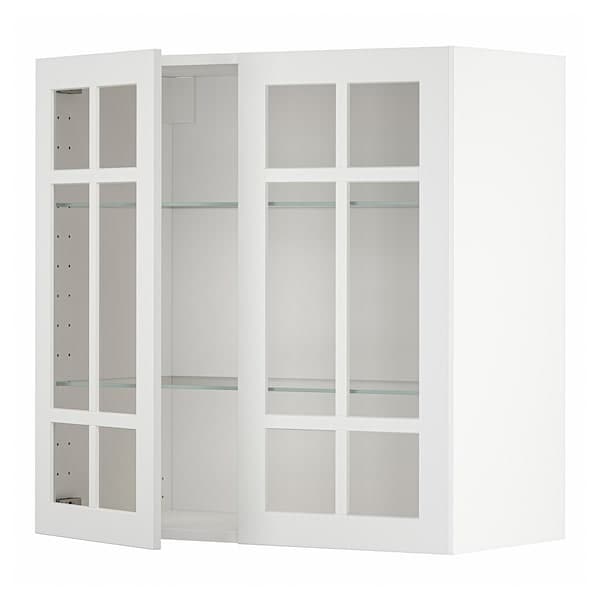 Ikea METOD - Wall cabinet w shelves/2 glass drs, white/Stensund white, 80x80 cm