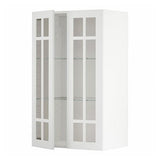 METOD wall cabinet w shelves/2 glass drs, white/Stensund white, 60x100 cm