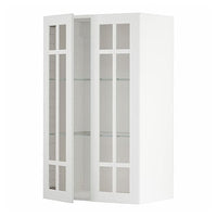 METOD wall cabinet w shelves/2 glass drs, white/Stensund white, 60x100 cm