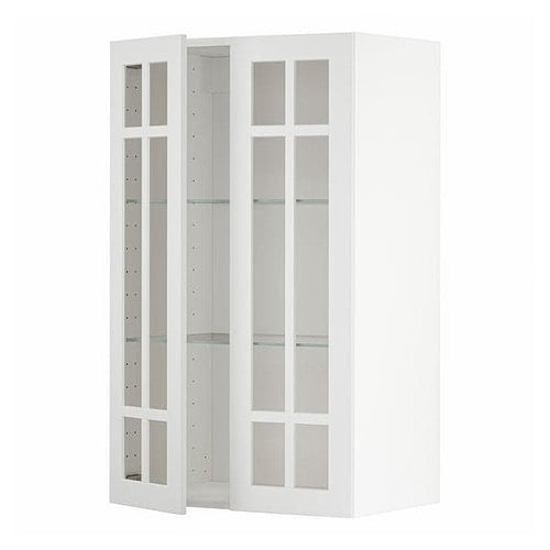 METOD - Wall cabinet w shelves/2 glass drs, white/Stensund white, 60x100 cm