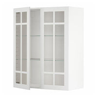 METOD wall cabinet w shelves/2 glass drs, white/Stensund white, 80x100 cm