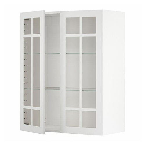 METOD - Wall cabinet w shelves/2 glass drs, white/Stensund white, 80x100 cm