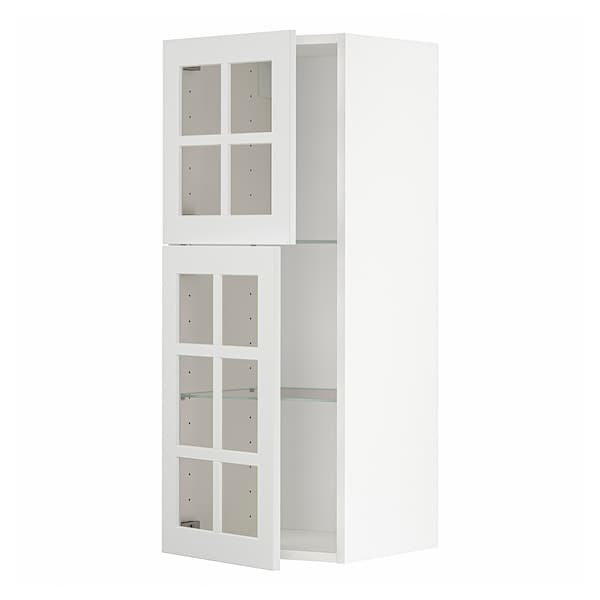 METOD - Wall cabinet w shelves/2 glass drs, white/Stensund white, 40x100 cm - best price from Maltashopper.com 69464573