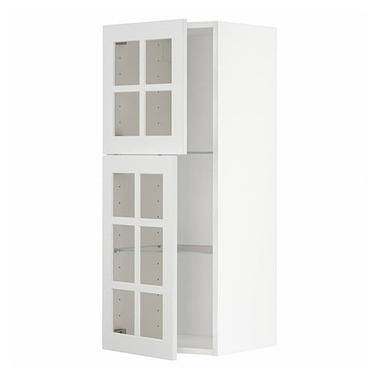 Ikea METOD - Wall cabinet w shelves/2 glass drs, white/Stensund white, 40x100 cm