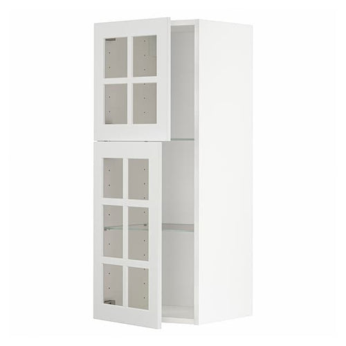 METOD wall cabinet w shelves/2 glass drs, white/Stensund white, 40x100 cm