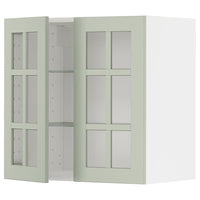 METOD wall cabinet w shelves/2 glass drs, white/Stensund light green, 60x60 cm