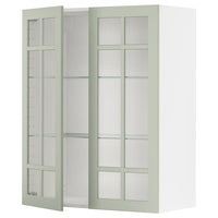 METOD wall cabinet w shelves/2 glass drs, white/Stensund light green, 80x100 cm