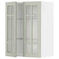 METOD wall cabinet w shelves/2 glass drs, white/Stensund light green, 60x80 cm