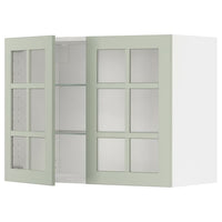 METOD wall cabinet w shelves/2 glass drs, white/Stensund light green, 80x60 cm