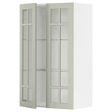 METOD wall cabinet w shelves/2 glass drs, white/Stensund light green, 60x100 cm