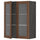 METOD wall cabinet w shelves/2 glass drs, black Enköping/brown walnut effect, 80x100 cm
