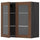 METOD wall cabinet w shelves/2 glass drs, black Enköping/brown walnut effect, 80x80 cm