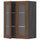 METOD - METOD Wall cabinet w shelves/2 glass drs, black Enköping/brown walnut effect, 60x80 cm