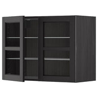 METOD - Wall cabinet w shelves/2 glass drs, black/Lerhyttan black stained, 80x60 cm - best price from Maltashopper.com 69467152
