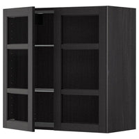 METOD - Wall cabinet w shelves/2 glass drs, black/Lerhyttan black stained, 80x80 cm - best price from Maltashopper.com 79456638