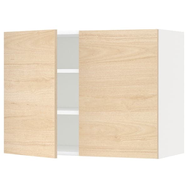Ikea METOD - Wall cabinet with shelves/2 doors, white/Askersund light ash effect, 80x60 cm