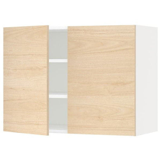 Ikea METOD - Wall cabinet with shelves/2 doors, white/Askersund light ash effect, 80x60 cm