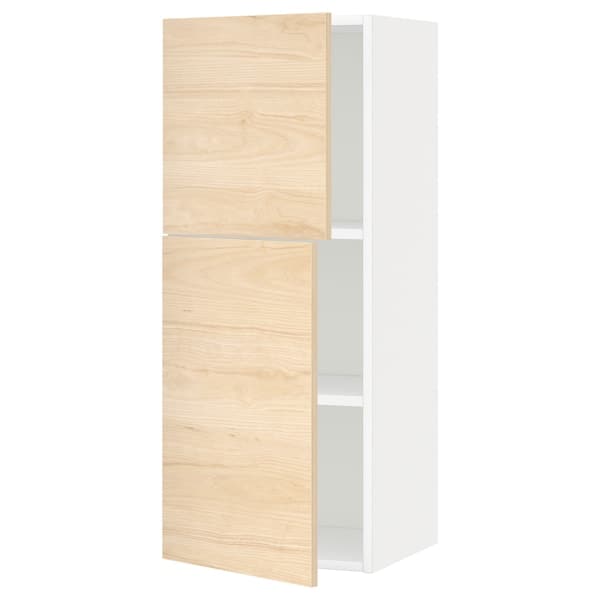 Ikea METOD - Wall cabinet with shelves/2 doors, white/Askersund light ash effect, 40x100 cm