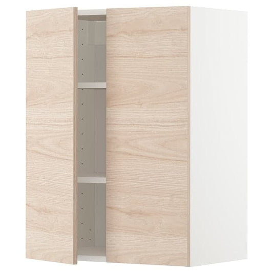 Ikea METOD - Wall cabinet with shelves/2 doors, white/Askersund light ash effect, 60x80 cm