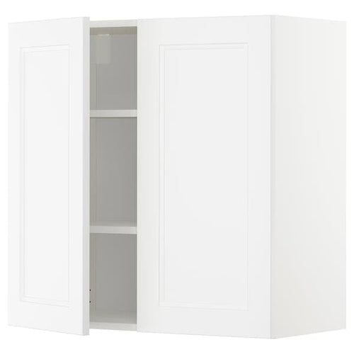 METOD - Wall cabinet with shelves/2 doors, white/Axstad matt white, 80x80 cm