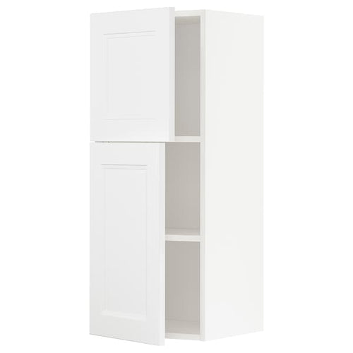 METOD - Wall cabinet with shelves/2 doors, white/Axstad matt white, 40x100 cm