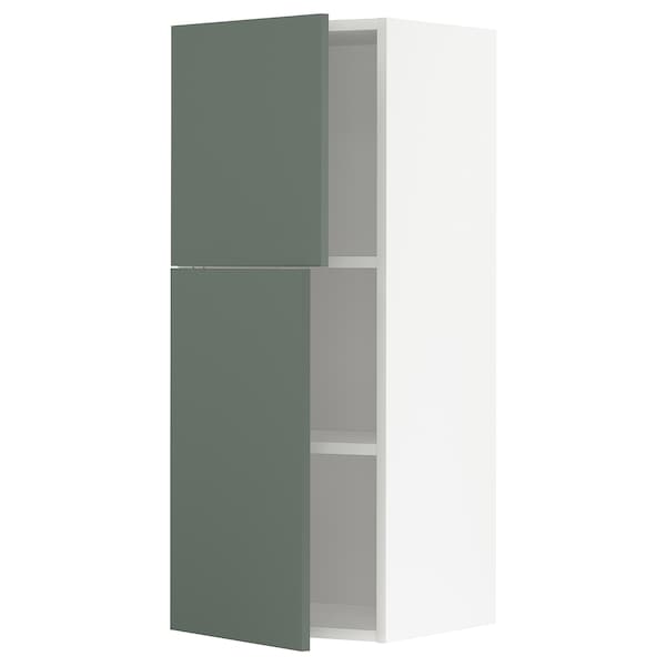 METOD - Wall cabinet with shelves/2 doors, white/Bodarp grey-green, 40x100 cm - best price from Maltashopper.com 29459663