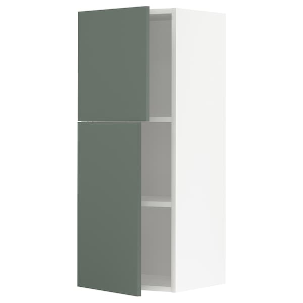 METOD - Wall cabinet with shelves/2 doors, white/Bodarp grey-green, 40x100 cm