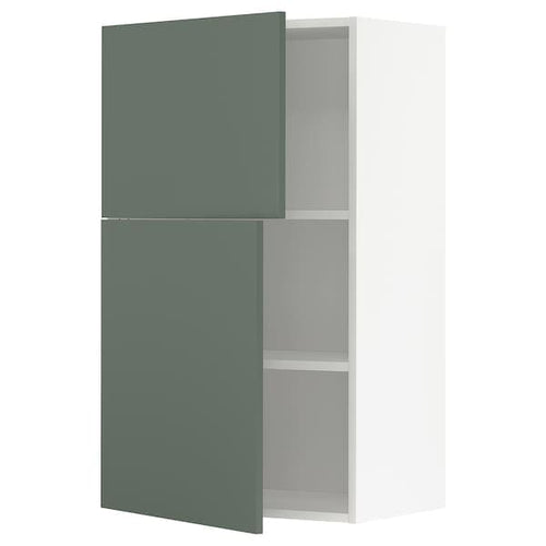 METOD - Wall cabinet with shelves/2 doors, white/Bodarp grey-green, 60x100 cm