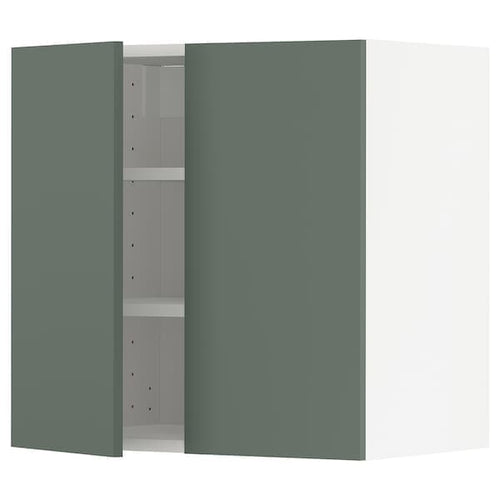 METOD - Wall cabinet with shelves/2 doors, white/Bodarp grey-green, 60x60 cm