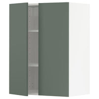 METOD - Wall cabinet with shelves/2 doors, white/Bodarp grey-green, 60x80 cm - best price from Maltashopper.com 59462329