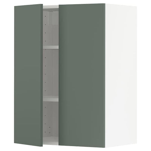 METOD - Wall cabinet with shelves/2 doors, white/Bodarp grey-green, 60x80 cm