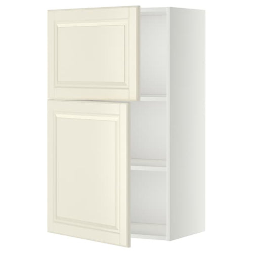 METOD - Wall cabinet with shelves/2 doors, white/Bodbyn off-white, 60x100 cm