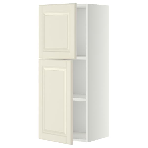 METOD - Wall cabinet with shelves/2 doors, white/Bodbyn off-white, 40x100 cm - best price from Maltashopper.com 59462862