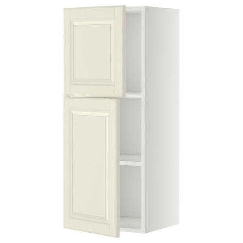 METOD - Wall cabinet with shelves/2 doors, white/Bodbyn off-white, 40x100 cm