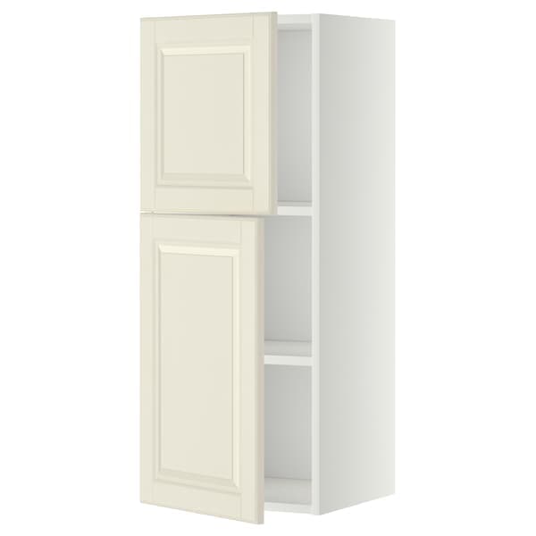 METOD - Wall cabinet with shelves/2 doors, white/Bodbyn off-white, 40x100 cm