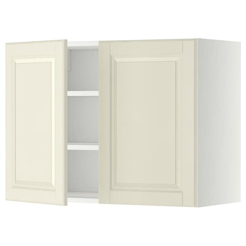 METOD - Wall cabinet with shelves/2 doors, white/Bodbyn off-white, 80x60 cm