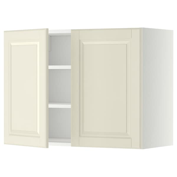 METOD - Wall cabinet with shelves/2 doors, white/Bodbyn off-white, 80x60 cm