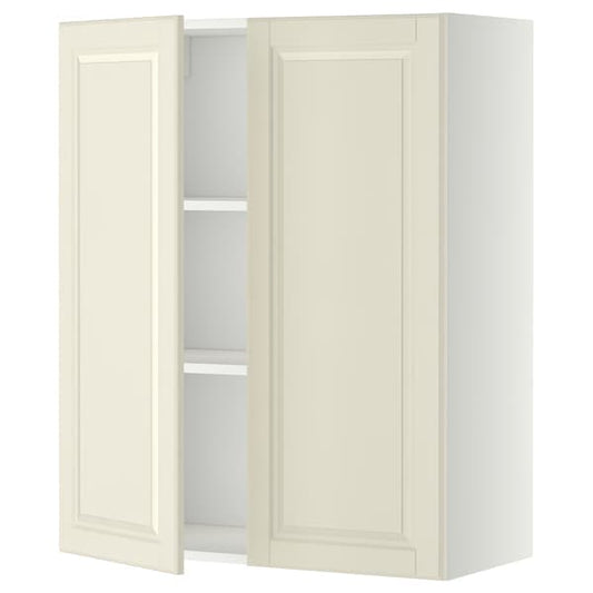 Ikea METOD - Wall cabinet with shelves/2 doors, white/Bodbyn off-white, 80x100 cm