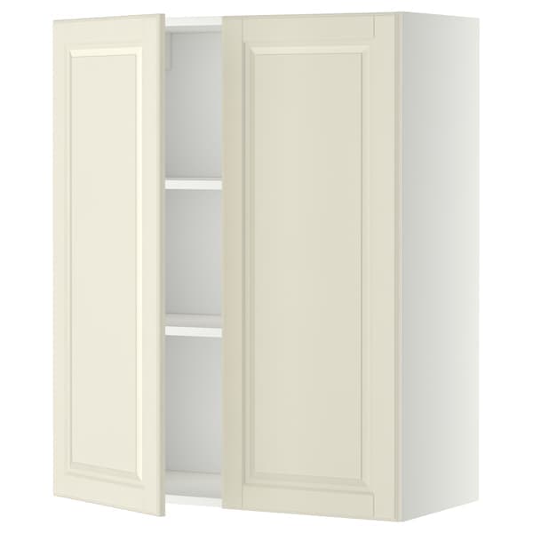 METOD - Wall cabinet with shelves/2 doors, white/Bodbyn off-white, 80x100 cm